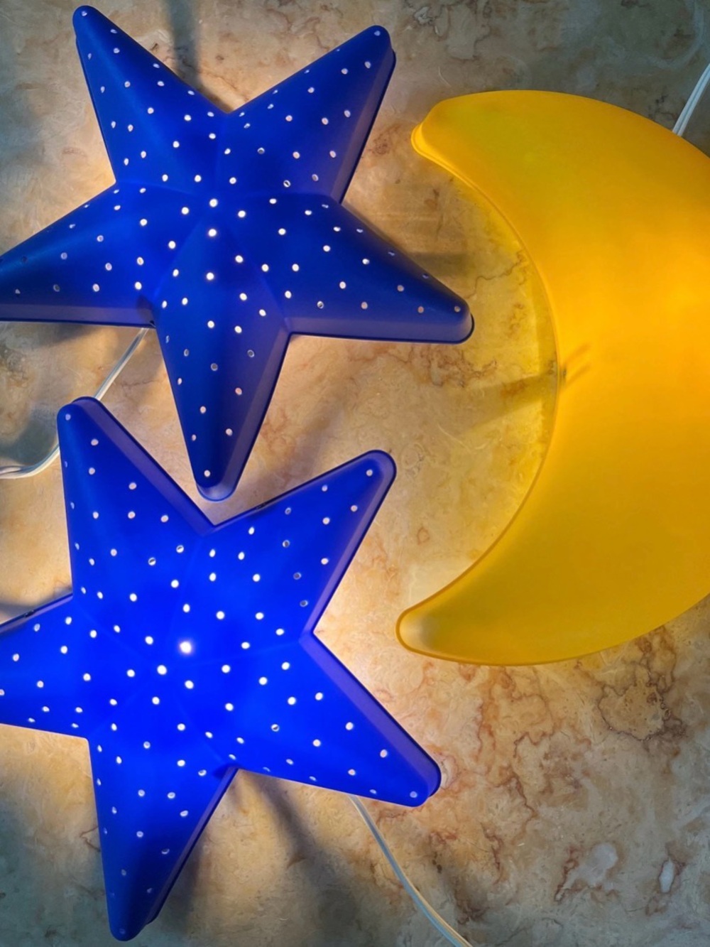 IKEA SMILA Blue Star & Yellow Moon Night Light Set